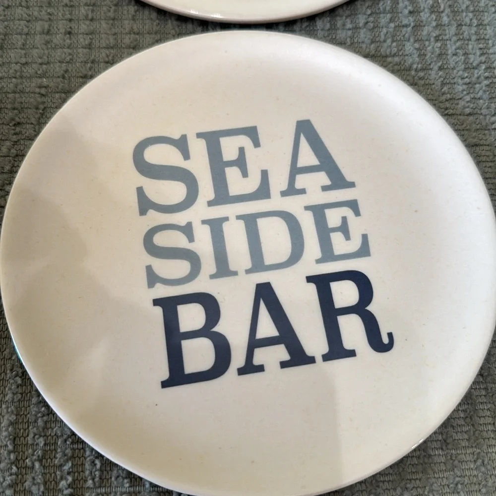 Set Of 4 Sea Side Bar 6”‎ Bamboo Fiber Melamine BPA Free Dishwasher Safe Plates
